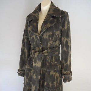 Y2K L.A.M.B. Military Trench Coat Olive Wool Leopard Camoflauge LAMB Gwen 6